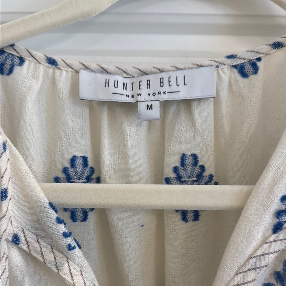HUNTER BELL Cream and Blue Long Sleeve Dress - Picture 3 of 3